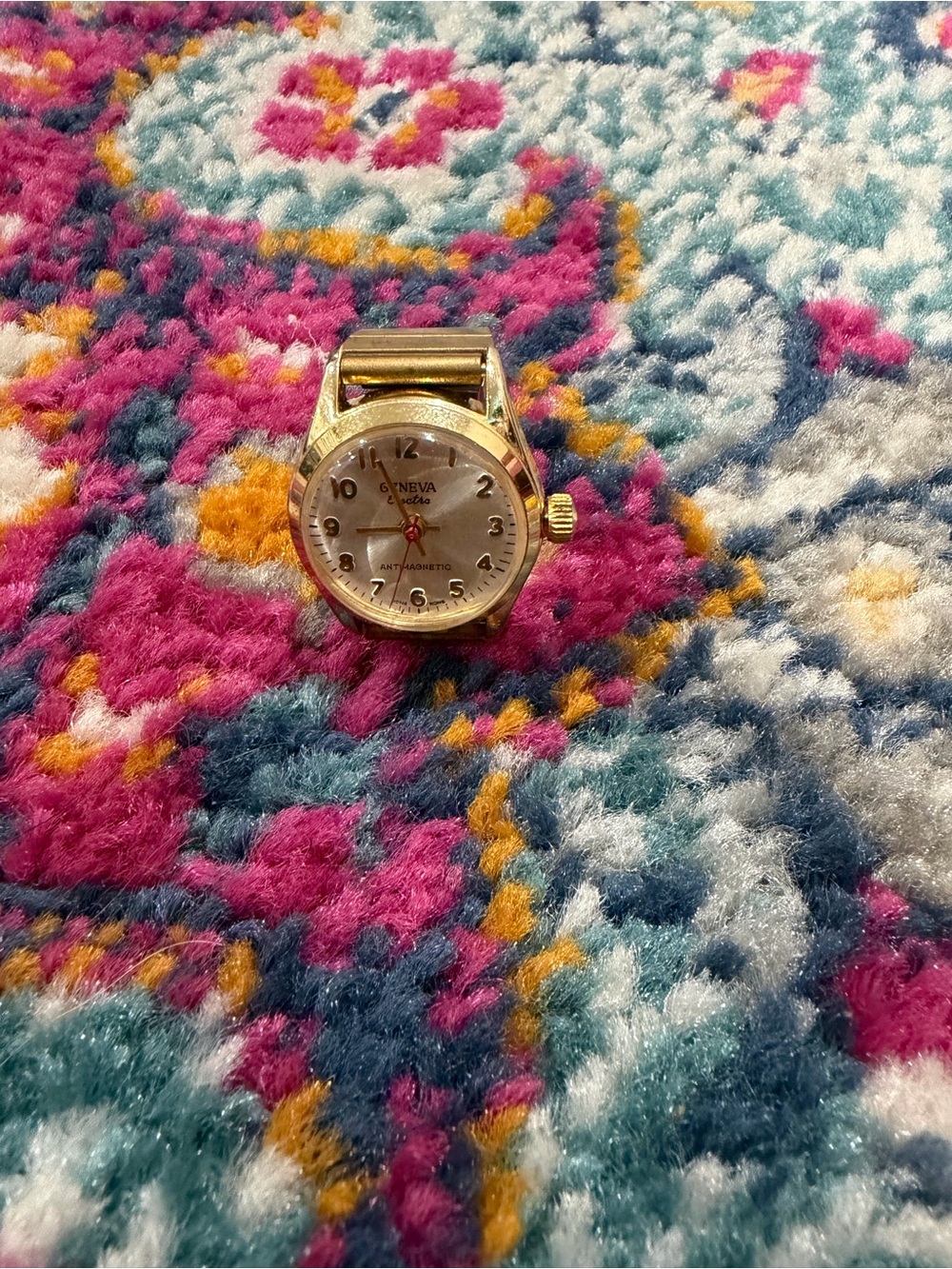 Geneva Gold-Tone Women's Clip-On Watch with White Dial